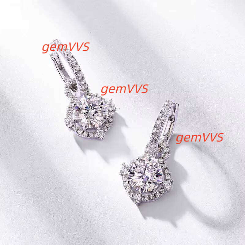 Cross Border Sparkling Moissanite Earrings Women S925 Silver Convertible Style Full Inlay Colored Gemstones
