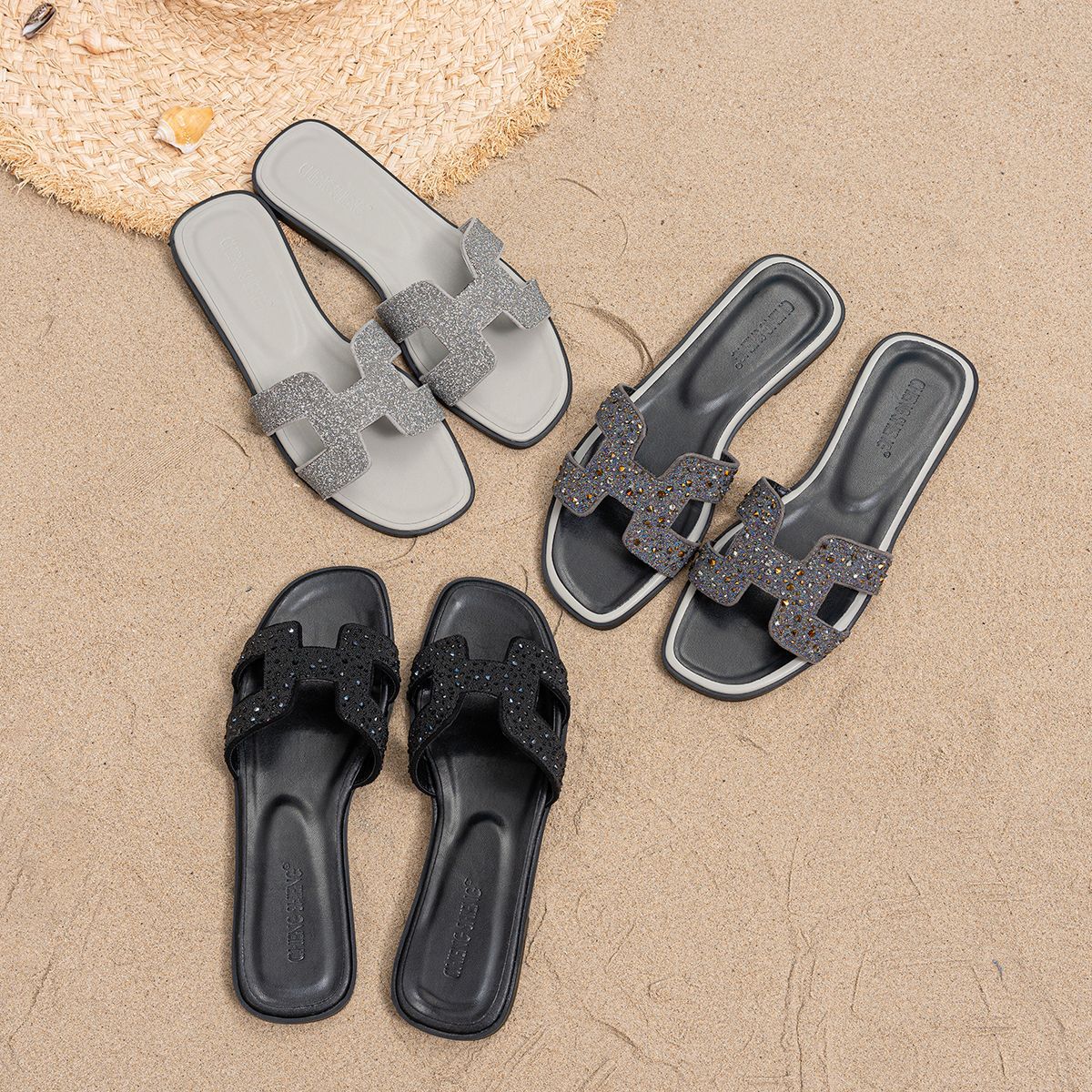 Slipper Female Summer Wear Fashion Rhinelass All Match Flat - Bottom - Flip-Flops Beach Cool Drag Female New