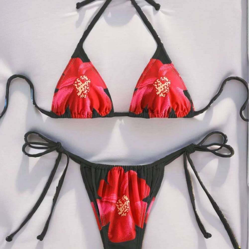 Women 2024 New Accounting Strap Printed Split Swimsuit Bikini C260207