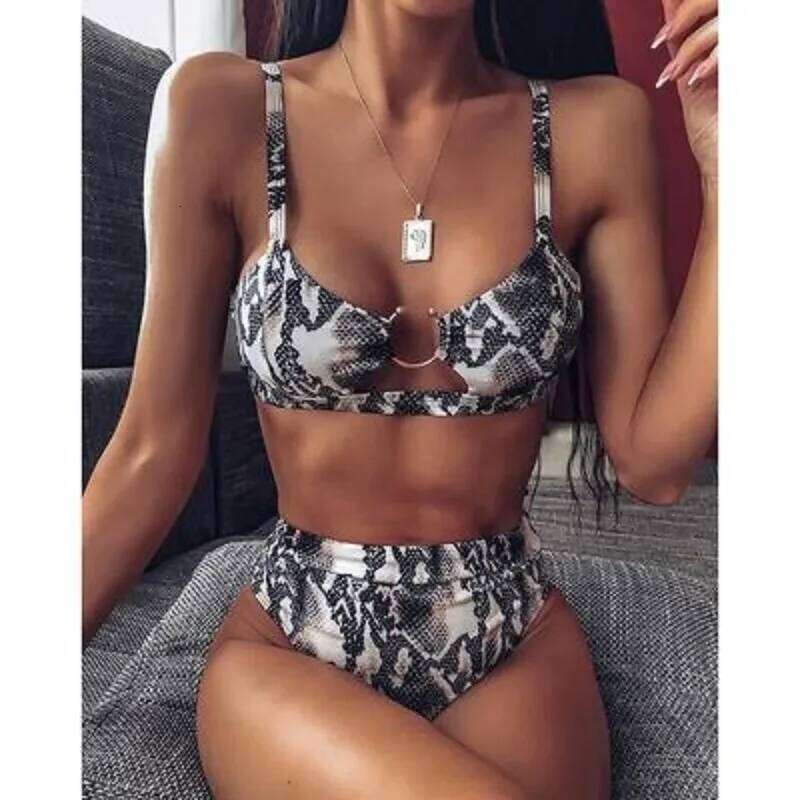 2025 Lure Women High Waist Swimsuit Swimwear Female Bandeau Thong Brazilian Biquini Bikini Set Bathing Suit Bather New C260207