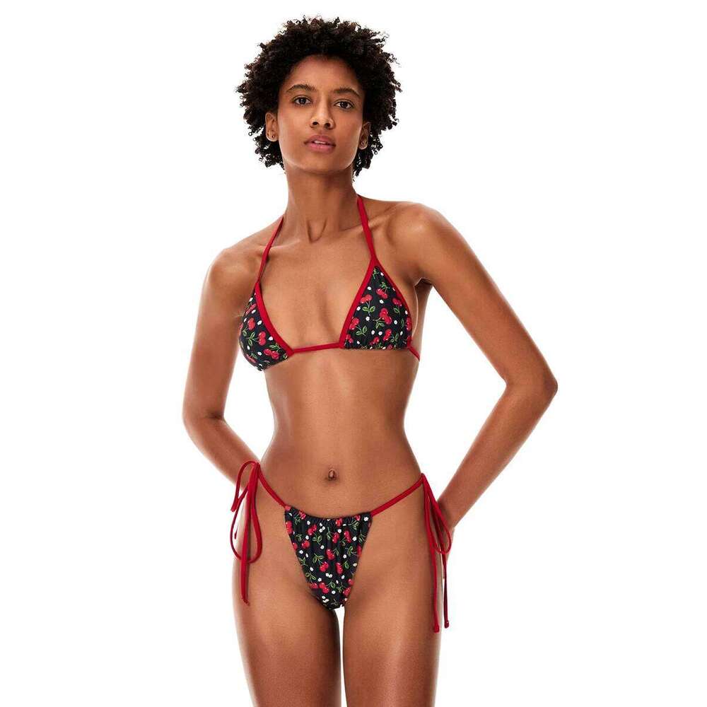 Women 2 Piece Bikini Sets Backless Halter Tops Bra and Bandage Thong for Beachwear Bathing Suit C260207