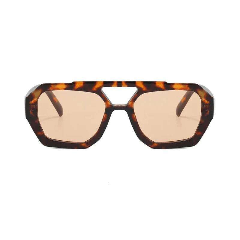 Retro Double Bridges Women's Sunglasses Big Frame Leopard Brown Gradient Eyewear Fashion Luxury Designer Sun Glasses Men Shades Y260207