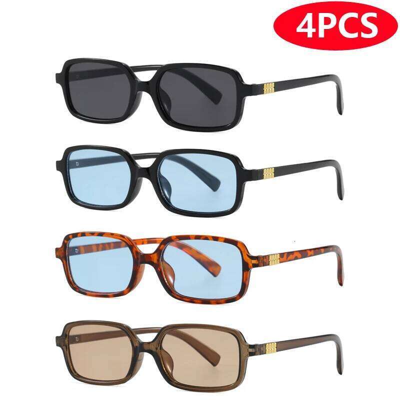 4pcs/6pcs New Small Square Sunglasses Sets Women Retro Eyeglasses Minimalist Style Design Sunshade UV400 Glasses Unisex Y260207
