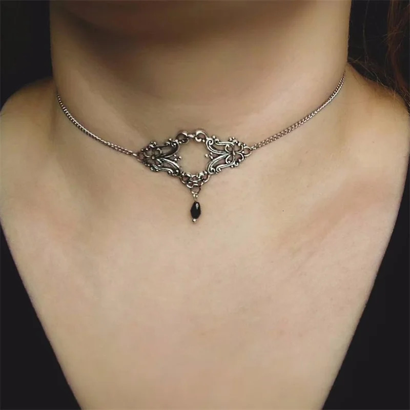 Retro Style Texture Join Necklaces For Women Silver Color Stainless Steel Neck Chains For Women Jewelry Chocker 260124