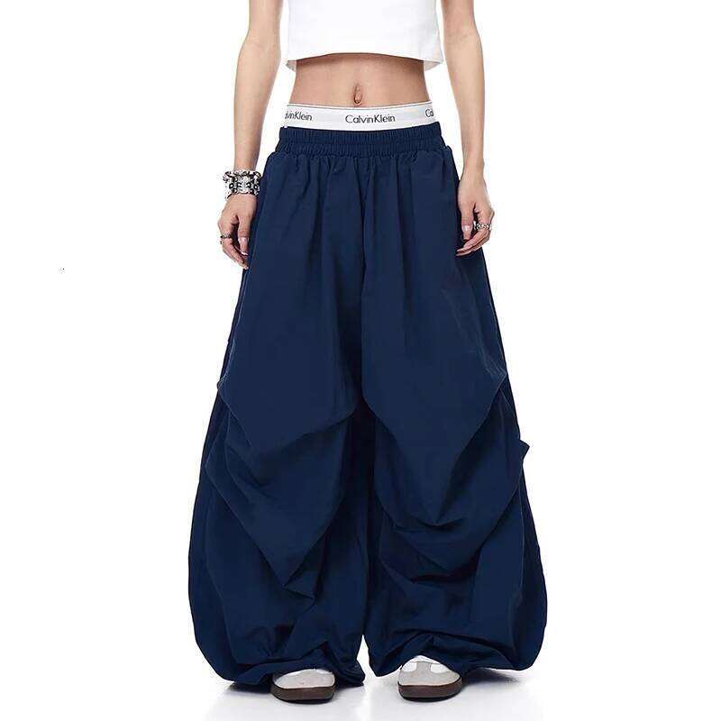 2025 Autumn Men's Parachute Baggy Oversize Red Long Cargo Pants Harajuku Japanese 2000s Style Y2k Vintage Trousers Clothes