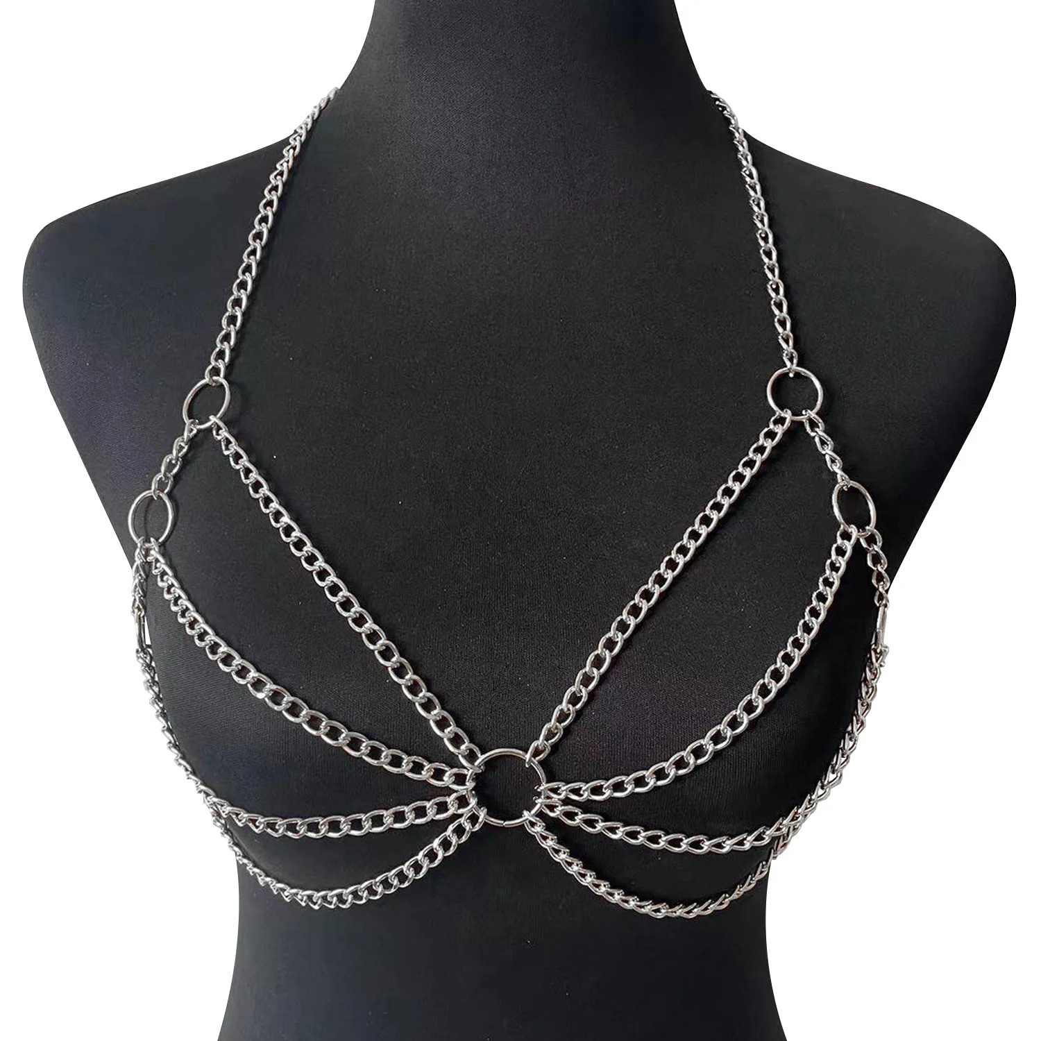 Metal Body Chain Bra Harness Sexy Chest Chain Beach Body Jewelry For Women 2025 Rave Accessories 260120