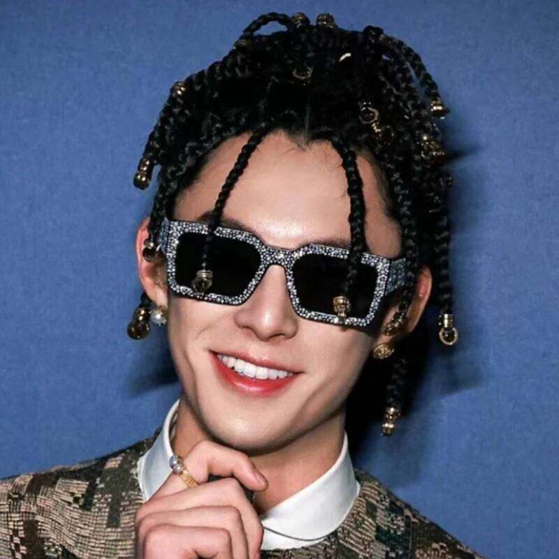 Retro Big Frame Women Square Black Rectangle Cool Men Sunglasses One Piece Designer Sun Glasses for Female Male Y260207