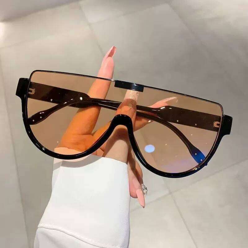 Outdoor Semi-round Sunglasses Vintage Designer Half Frame Oversized Sun Glasses Monoblock Goggle Shades for Women & Men Y260207