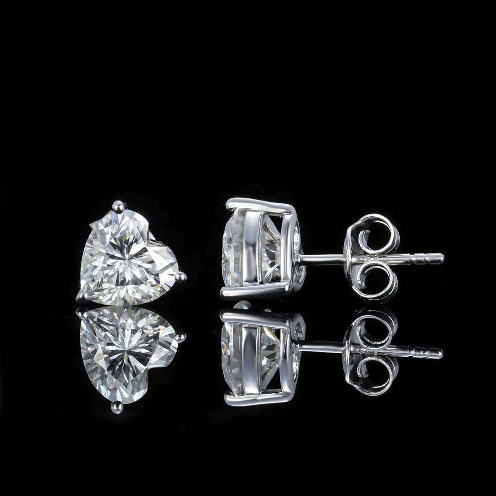 DEYIN 2Ct Stud Luxury Heart Vvs Moissanite Diamond Hip Hop Silver 925 Jewelry Factory Studs Earrings