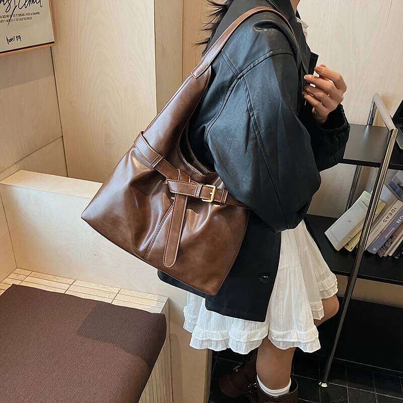 MOODS Retro Underarm Shoulder Bags For Women 2025 Luxury Designer Handbags PU Leather Pure Color Big Capacity Shopper Totes C260207