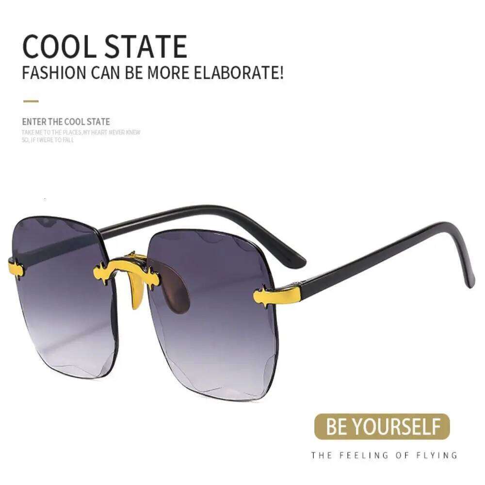 Fashion UV400 Rimless Vintage Gradient Sunglasses Ladies Eyeglasses for Summer Y260207
