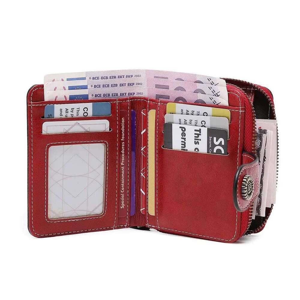 Retro Hollow-Out Short Purse for Women, Multi-Card Zipper Wallet, Europe and America Fashion, New Y260206