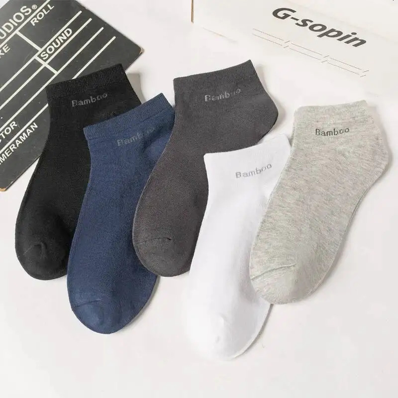 51015 Pairs Mens Bamboo Fiber Socks Short High Quality Casual Breatheable Anti-Bacterial Man Ankle Socks Men Size 38-45 260202