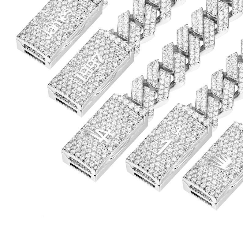 High Quality Iced Moissanite VVS1 Cuban Link Chain 925 Sterling Silver Plated Nickel-Free Lead-Free GIA Certified Hip Hop