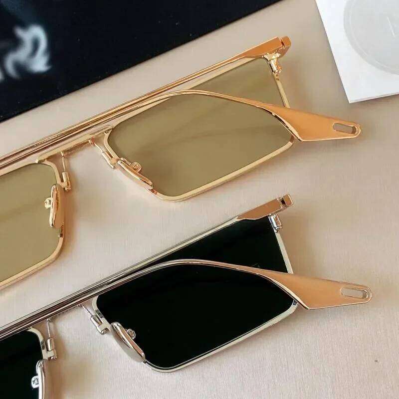 Vintage Narrow Small Sunglasses Women Luxury Brand Metal Frame Sun Glasses Rectangle Driving Eyeglasses Fishing Eyewear Men 2023 Y260207