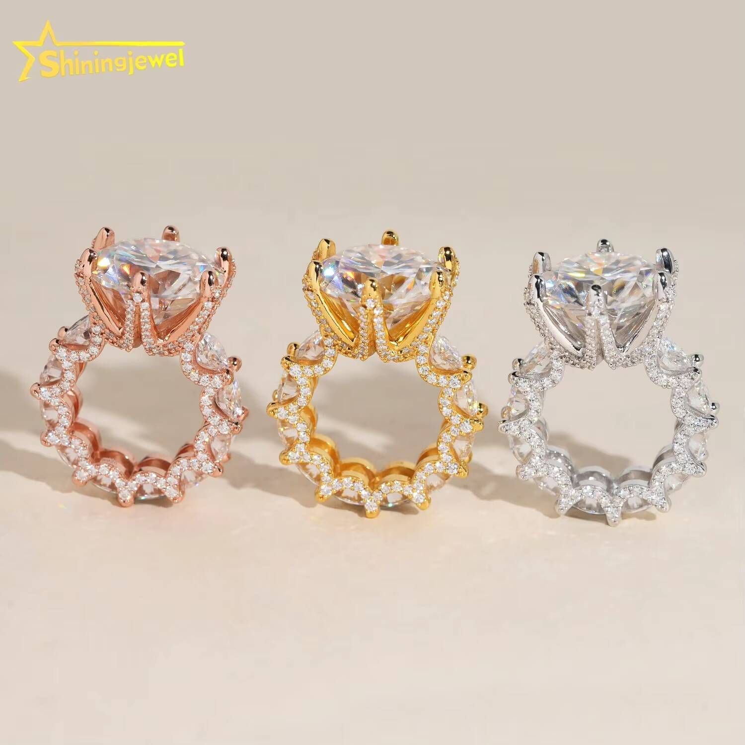 Top Quality 925 Sterling Silver Luxury 20ct VVS Diamond Women Engagement Moissanite Ring