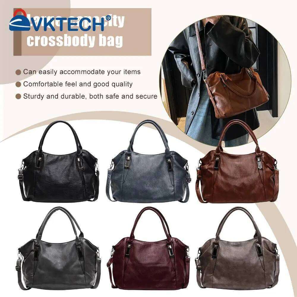 Shoulder Bag PU Leather Tote Handbag Casual Trendy Top Handle Everyday Purse for Women Work Shopping Travel C260207