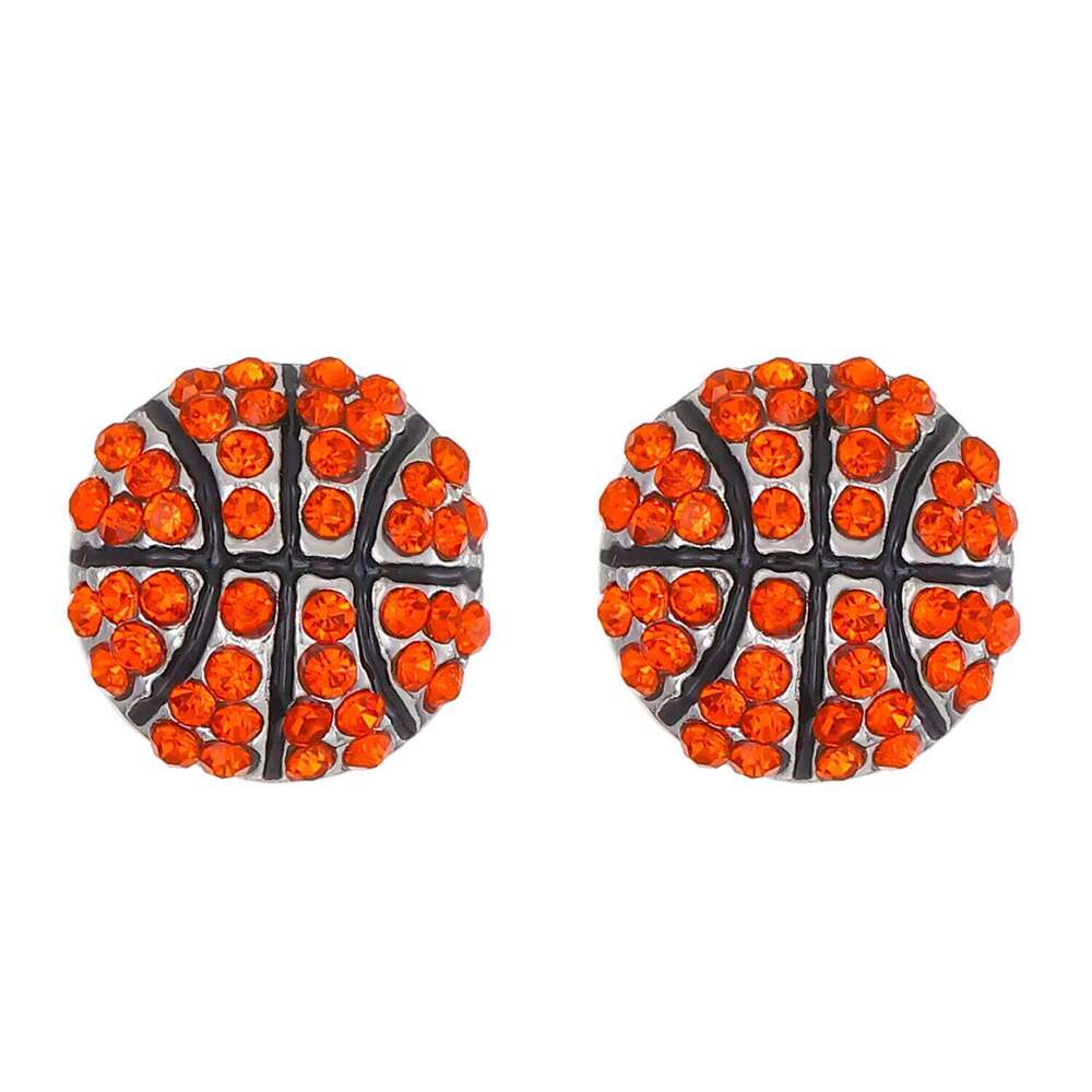 Sport Style Fashion Jewelry Basketball Volleyball Baseball Football Cup 2026 Full Diamond Ball Stud Earring