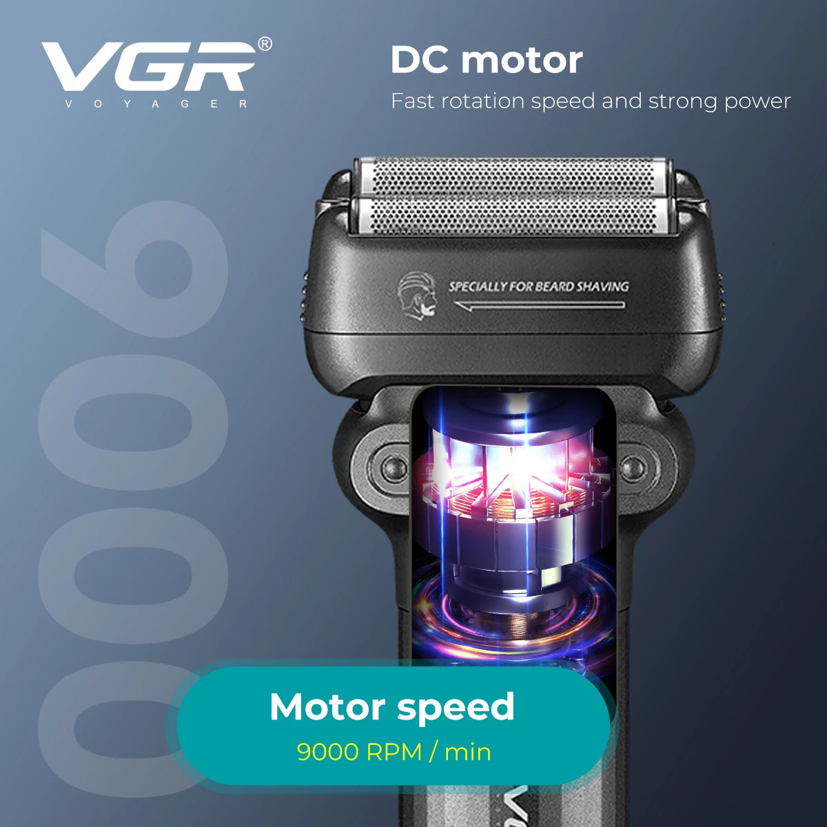 VGR Shaver Professional Beard Trimmer Electric Shaver Waterproof Razor 9000 RPM Shaving Machine Portable Shaver for Men V-368 260126
