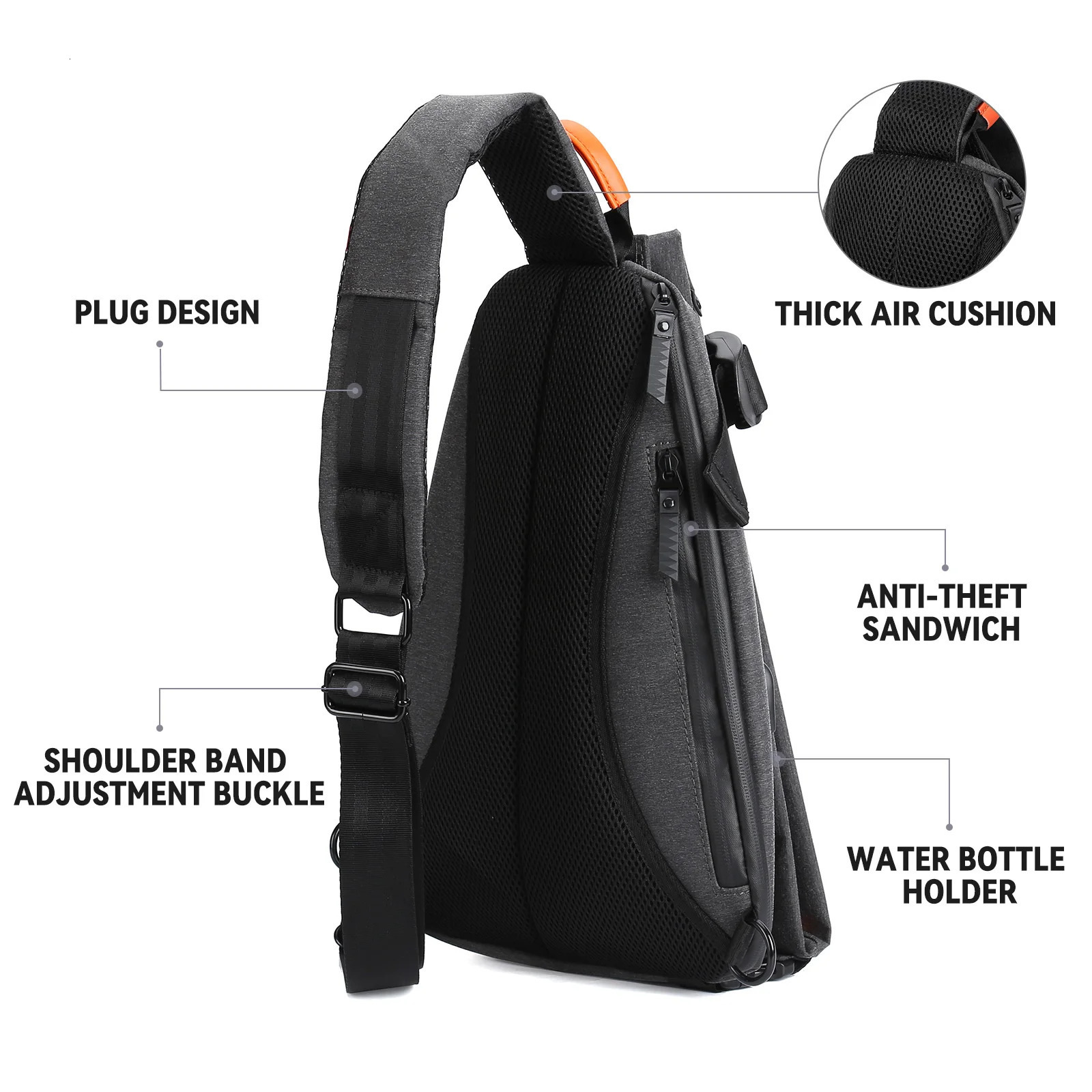 Anti-Theft Crossbody Sling Bag for Men WomenSmall Backpack One Shoulder Bag Chest Bag Sling Backpack for Hiking Biking Travel 260130