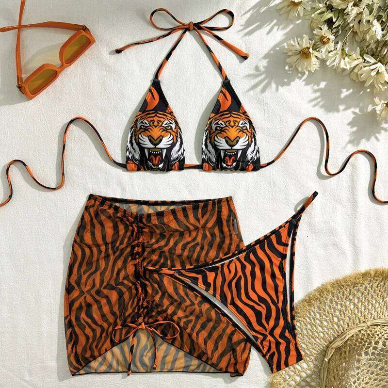 Sexy Tiger Bikinis 2025 Swimsuits Women's Swimwear Push Up Female Beach Swim Wear Bathing Suits Brazilian Bikini Set Pool Bather C260207