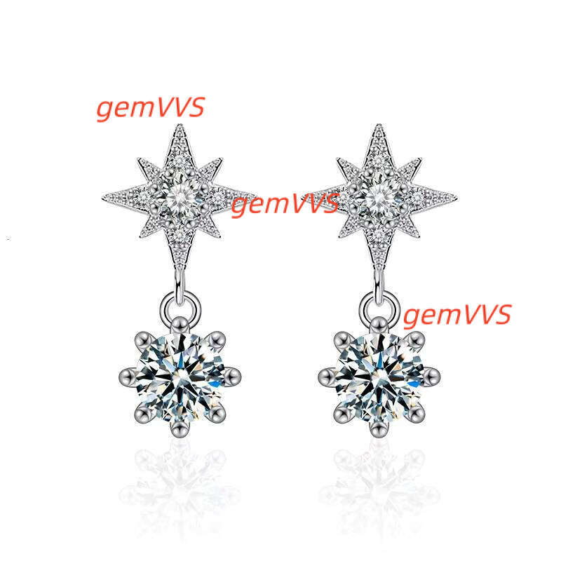 Xez047 S925 Sterling Silver Moissanite Tassel Diamond Six-Pointed Star Dangle Drop Earrings For Female Elegant Jewelry