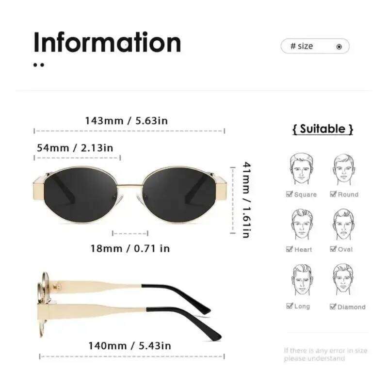2025 Eyewear UV400 Fashion Sun Glasses Retro New Metal Oval Sunglasses Women's Classic Sunscreen Eyeglasses Y260207