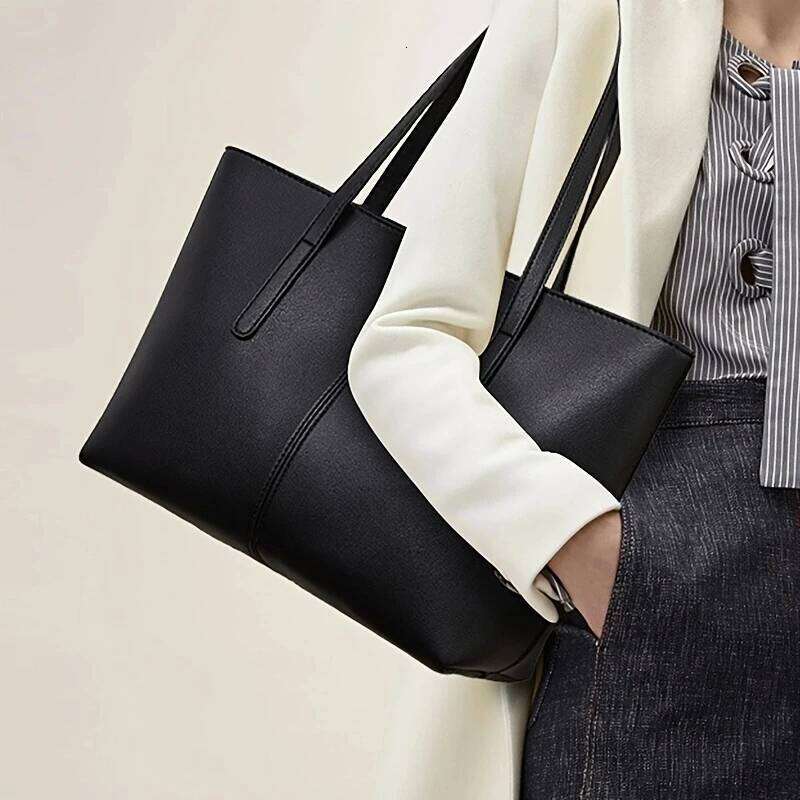 Large-Capacity Fashionable Solid-Color New Style Women's Versatile Minimalist Shoulder, Handheld & Tote Bag C260207