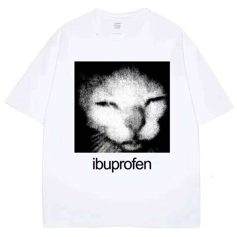 2025 Vintage Funny Ibuprofen Cat Meme Graphic T Shirt Men Women Humor Fashion Y2k Tops Tee Oversized Casual Streetwear T-shirts C260207