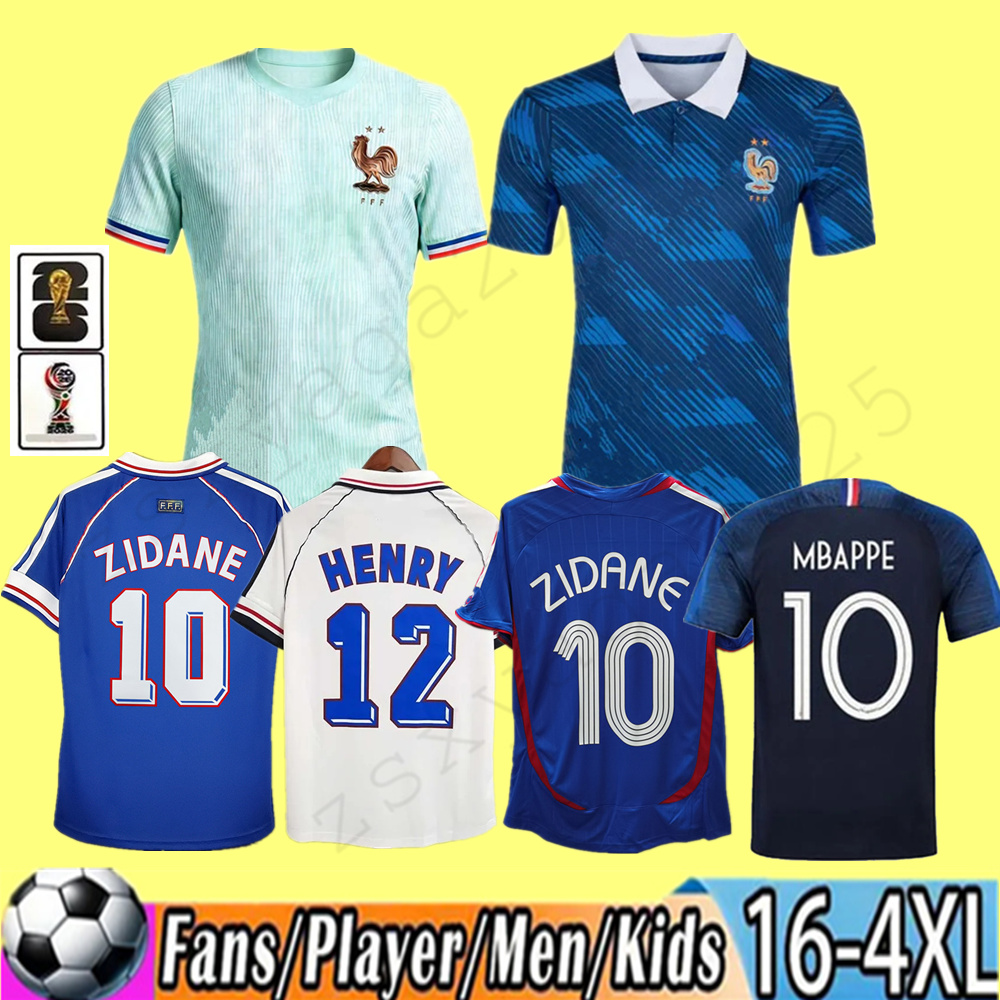 2026 World Cup kit France jersey MBAPPE Soccer Jerseys DEMBELE CHERKI Home Away KANTE OLISE D.DOUE PLATINI HENRY ZIDANE French 1982 1998 2006 Vintage maillot de foot