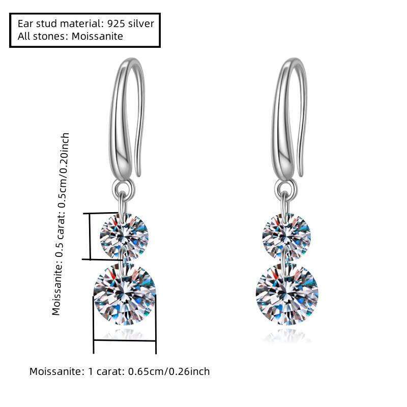 Elegant And Graceful 925 Sterling Silver Dangle Earrings GRA Moissanite Drop Jewelry For Women Cute Clear