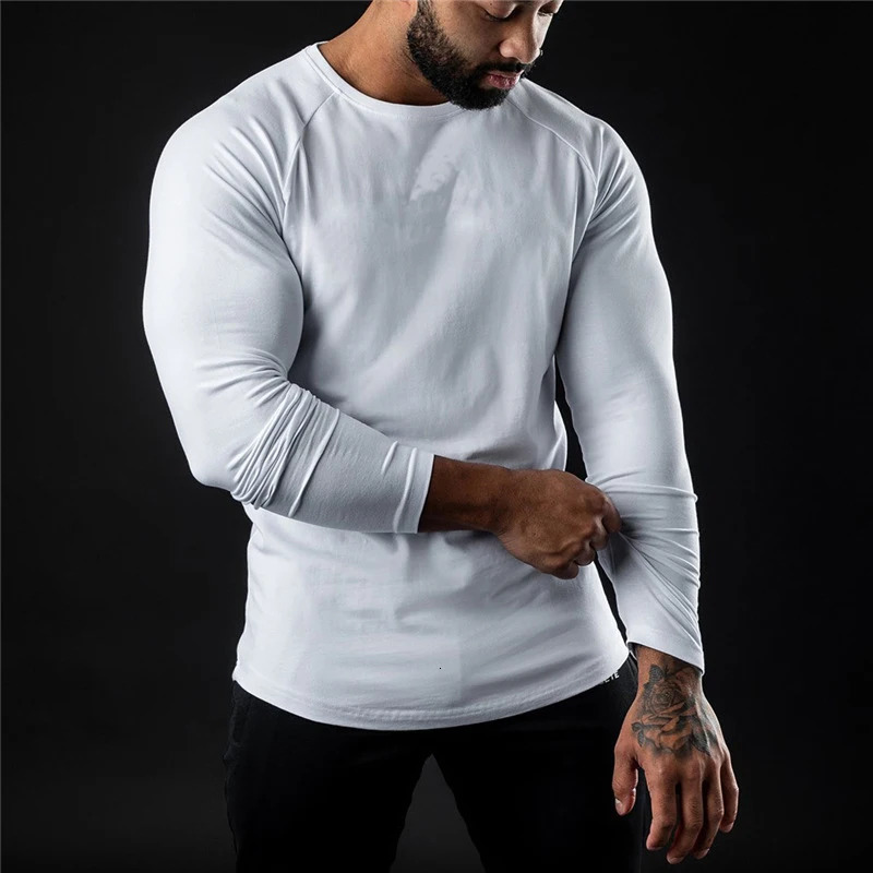 Men Compression Cotton T Shirt Fitness Long Sleeve Sport Tshirt Training Jogging Shirts Gym Sportswear Quick Dry Rashgard 260122