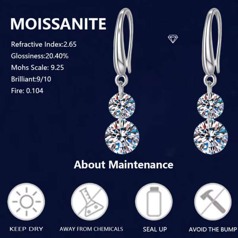 Elegant And Graceful 925 Sterling Silver Dangle Earrings GRA Moissanite Drop Jewelry For Women Cute Clear