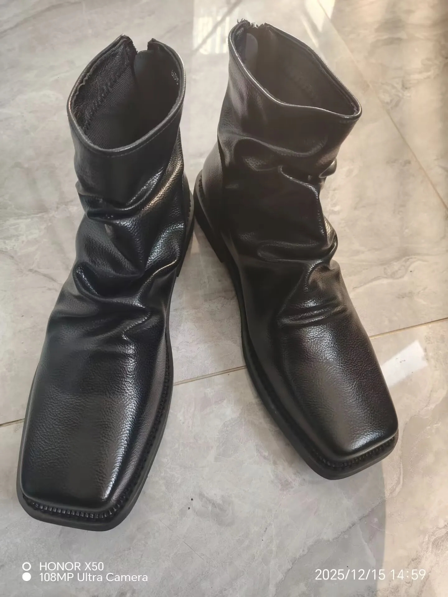 2025 Selling Mens Trendy British Style Large Size Square Toe MidCut Back Zipper Casual Chelsea Boots 260208