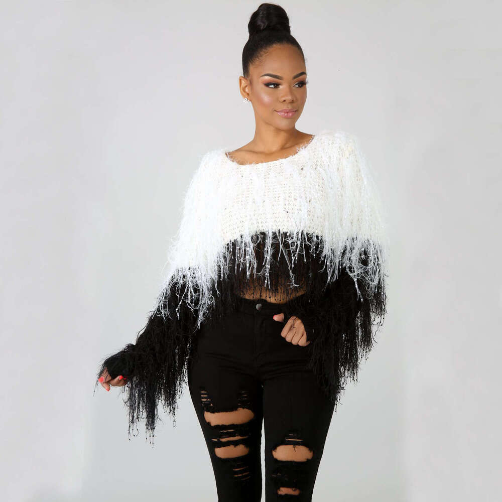 European and American Women s Autumn Winter Coat Wish Hot Selling Handmade Tassel Knitted Pullover Sweater luanyun