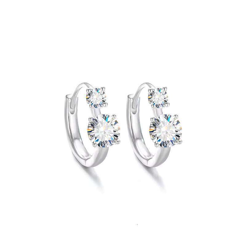 Certificate 4Mm&6.5Mm D Color Moissanite Earrings 925 Silver Trendy Woman Round Diamond Hoops Earring