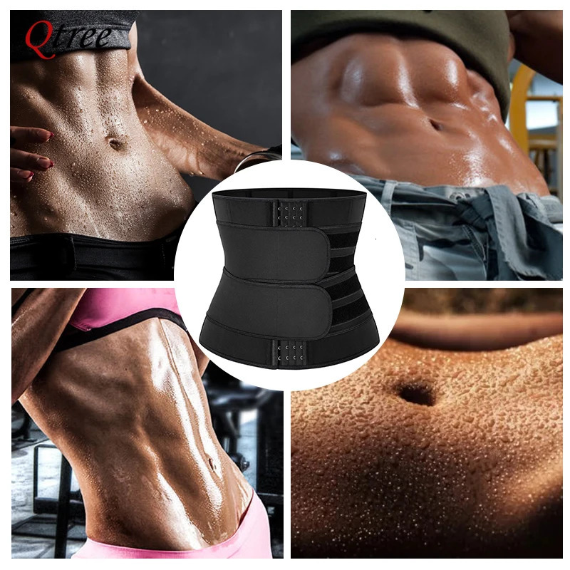 Qtree Women Belly Cincher Body Shaper Corset Plus Size Weight Loss Tummy Control Slimming Sweat Fat Burning Girdle Shapers Belt 260207