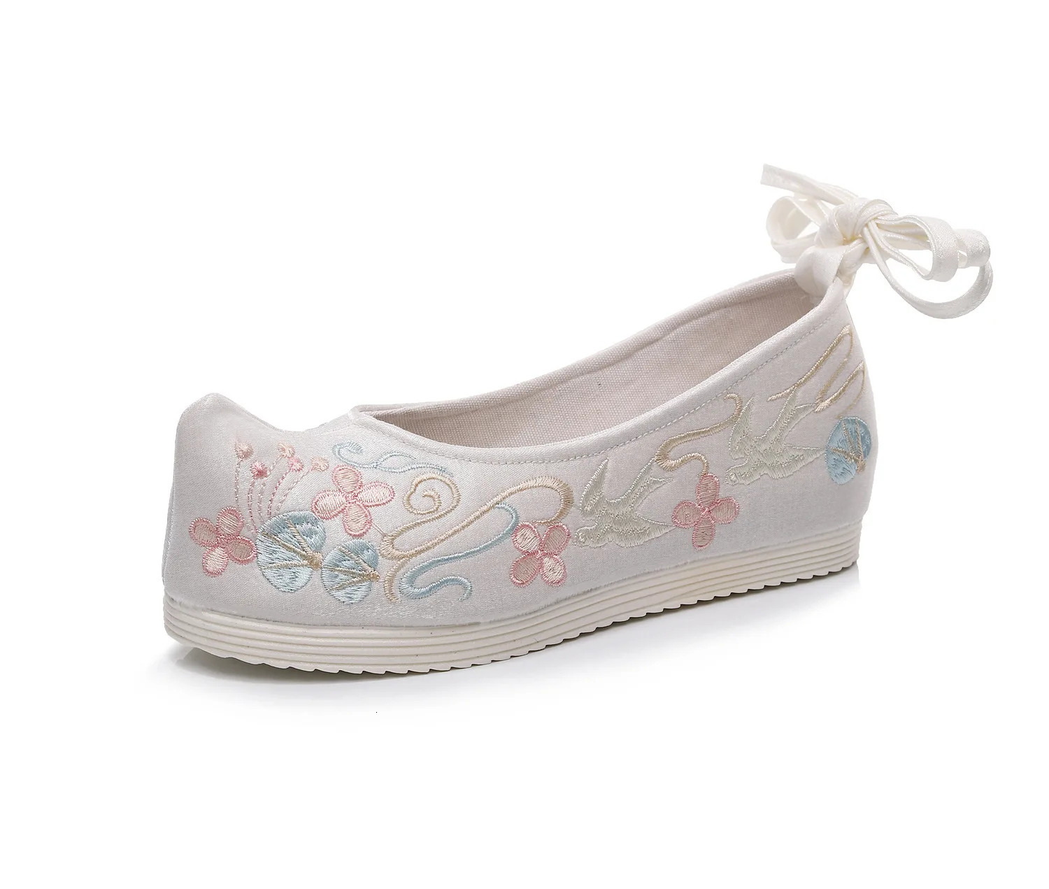 2026 Womens White Pink Blue Floral Embroidery Hanfu Shoes Chinese Style Flat for Women Summer Q2 260208