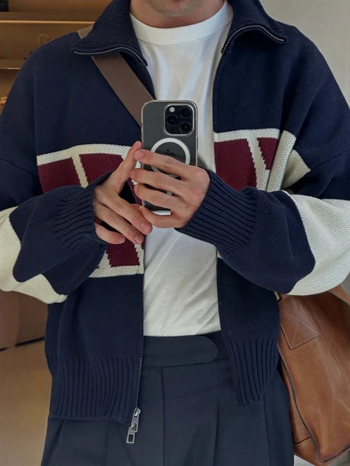 Letter Women s Sweater Stand Collar Y2k Knit Sweaters For Woman Zipper Full Sleeve Tops Female 2025 Winter Men Jacket Knitwear 260122