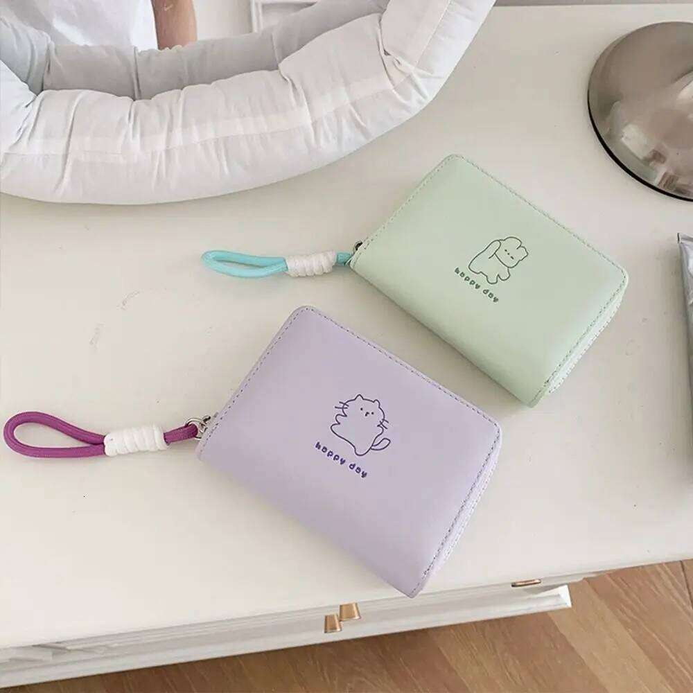 Simple Kawaii Women Wallet Cartoon Bear Rabbit Cat Student Fold Card Holder Short Pu Leather Coin Purse Gifts Y260206