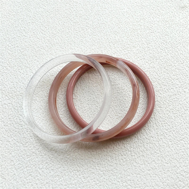 UJBOX 3-Piece Brown Cream Marble Acrylic Resin Bracelet Bangle Set Stackable Jewelry Lightweight Eco-Friendly Bulk Discount 260120