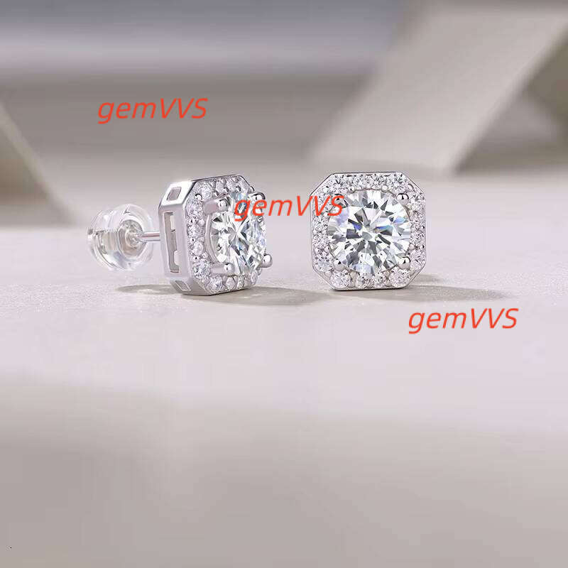 Fine 1Ct*2 Round Hypoallergenic S925 Silver Vvs1 Clarity Moissanite Women Stud Earrings