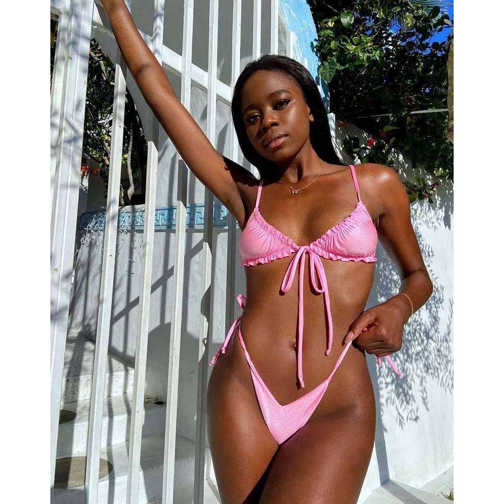 New Sexy Bikinis 2026 Women Swimwear Mini Swimsuit Push Up Bikini Set Ruffle Lacing Brazilian Bathing Suit Beach Wear Swimming C260207