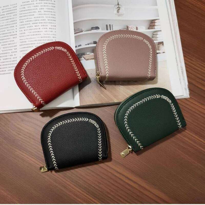 Multi Slot Holder Vintage Women Small Business Bank Credit Card Bag Coin Pouch Solid Leather Zipper Wallet Y260206