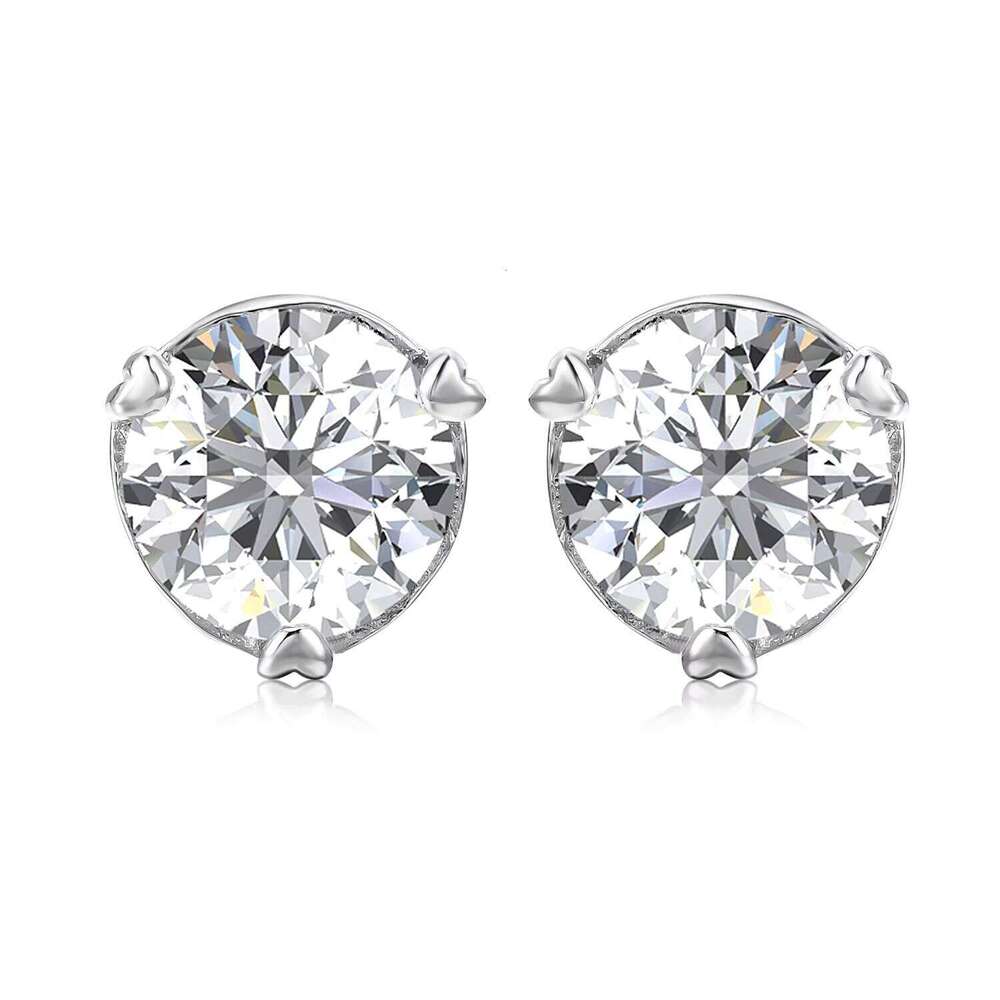 New Perfect White Moissanite Diamond Fine Jewelry 925 Sterling Silver Classic Solitaire Stud Earrings Destiny Jewellery