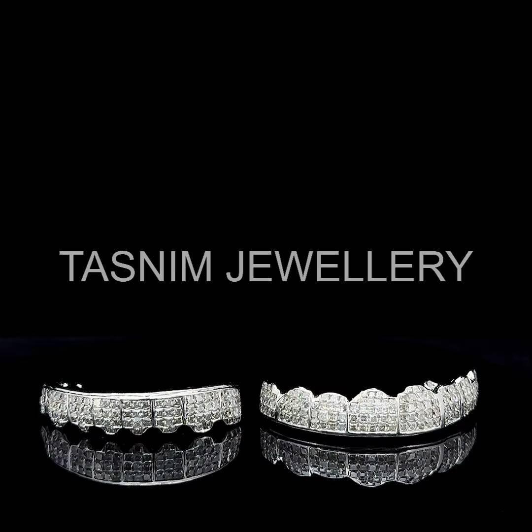 Hot Selling Custom Made Personalized 925 Silver Plated VVS Moissanite Princess Cut Unisex Iced Grillz Teeth Wedding Party