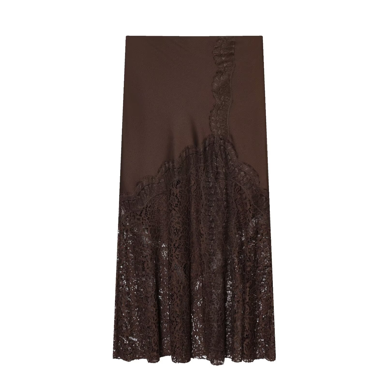Skirts Sexy Lace Patchwork Long Skirt Women Elegant Fashion Solid Waist Cinched Mid-length Bottom Lady 2026 Party Daily Street Skirts