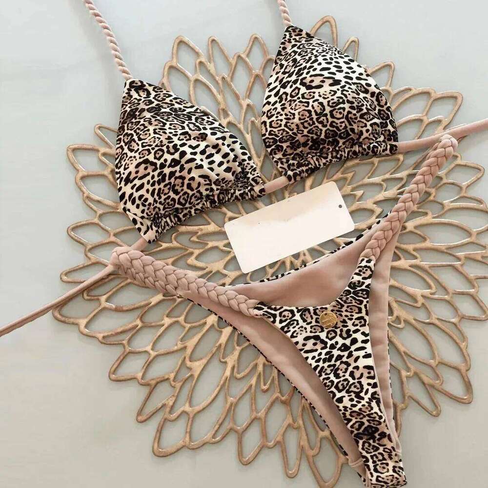 New Women Beach Vacation Swimwear Leopard Printed Sexy Bikini Set Beachwear Swimsuit Thong Bathing Suit Biquinis C260207