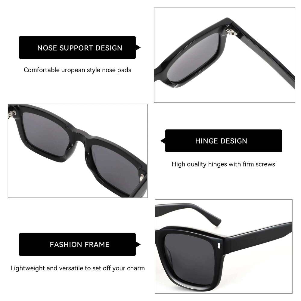 ZENOTTIC 2025 Classic Design Polarized Sunglasses Unisex Handmade Acetate Thick Frame Sun Glasses Male Trend Square Shades Y260207