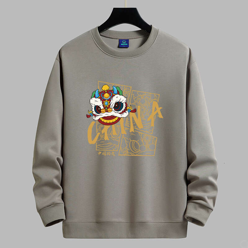 Fleece-Lined Men's Long-Sleeve Sweatshirt With A Round Neck, Autumn And Winter Base Shirt, New Loose-Fitting Unisex Couple's Jacket Luanyun